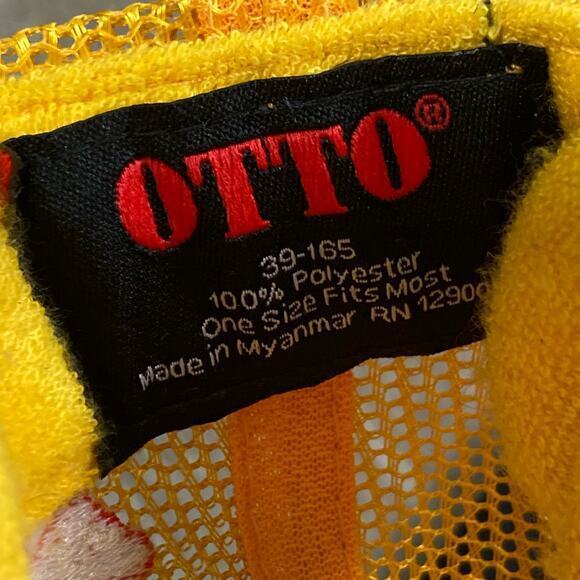 Vintage Otto Trucker Hat Yellow Mesh Snapback Cap Adjustable Unisex HTHN HSE - Picture 3 of 10